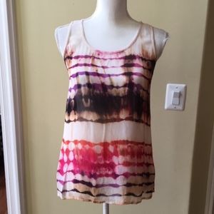 Bobeau Semi-Sheer Tie-Dye Gauzy Tank Top